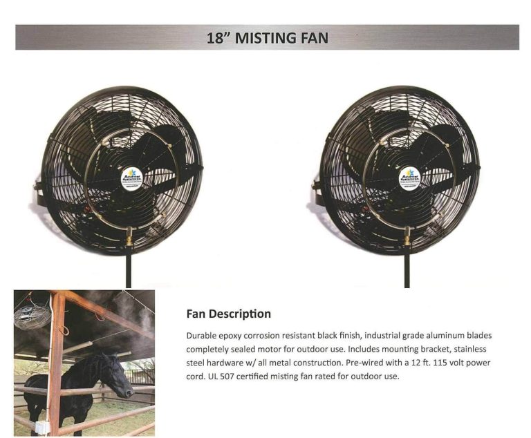 18″ non oscillating Wall/ceiling Mounted Misting Fan Kit from Advanced