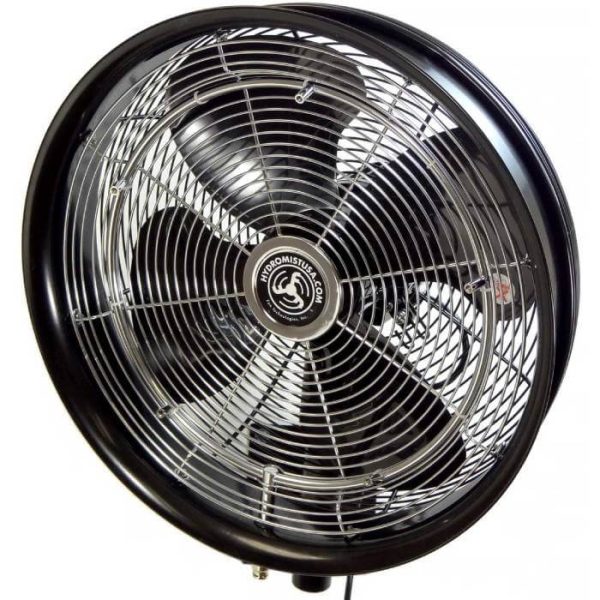 HydroMist 18 Inch Shrouded Outdoor Wall Mount Oscillating Fan (Ring, 5 Nozzles and 3/8 Hose Fitting Included)
