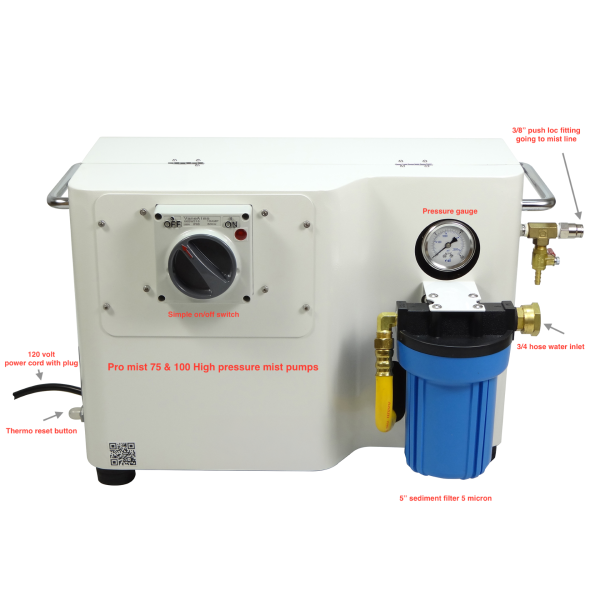 Pro Mist 75 High Pressure Enclosed Quiet Misting Pump - Image 2