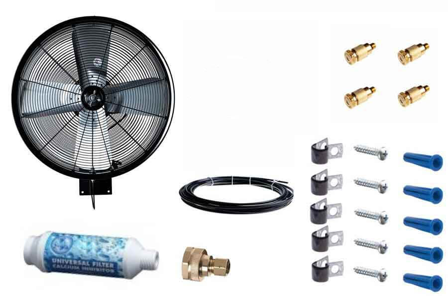 24" Wall Mounted, Oscillating Misting Fan Kit